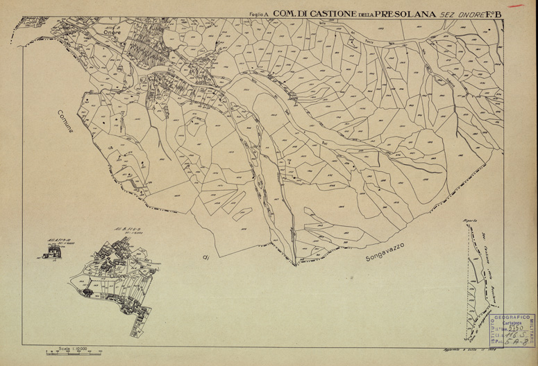 (N:12177) MAPPE CATASTALI D'ITALIA - PROVINCIA DI BERGAMO - Foglio B- COMUNE DI CASTIONE DELLA PRESOLANA Sezione ONORE (B0003473) Carte e stampe antiche: riproduzione a colori su carta (formato A2)