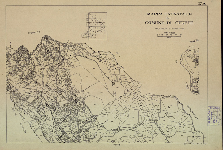 (N:12178) MAPPE CATASTALI D'ITALIA - PROVINCIA DI BERGAMO - Foglio A - COMUNE DI CERETE (B0003477) Carte e stampe antiche: riproduzione a colori su carta (formato A2)