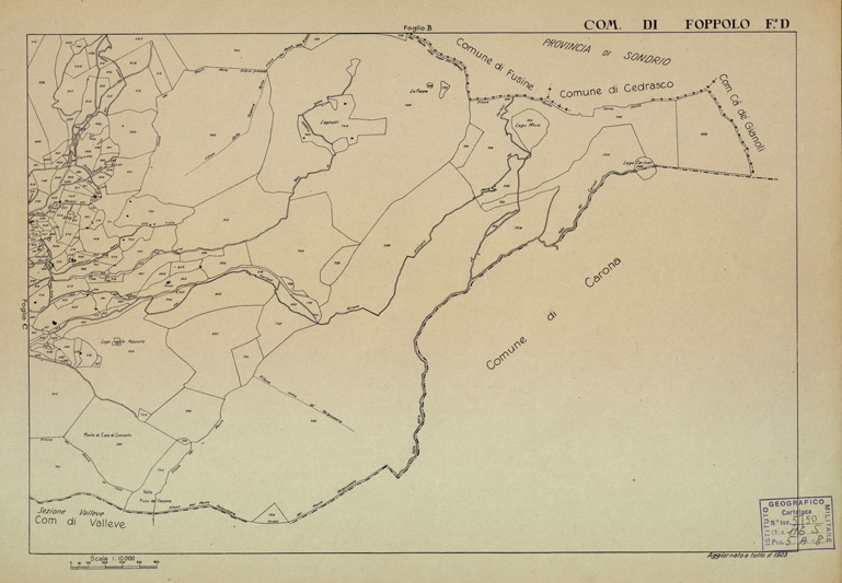 (N:12195) MAPPE CATASTALI D'ITALIA - PROVINCIA DI BERGAMO - Foglio D- COMUNE DI FOPPOLO (B0003493) Carte e stampe antiche: riproduzione a colori su carta (formato A2)