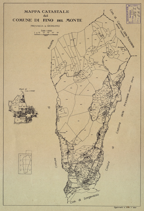 (N:12191) MAPPE CATASTALI D'ITALIA - PROVINCIA DI BERGAMO - COMUNE DI FINO DEL MONTE (B0003494) Carte e stampe antiche: riproduzione a colori su carta (formato A2)