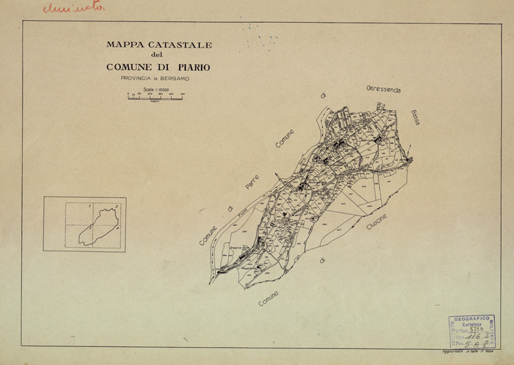 (N:12205) MAPPE CATASTALI D'ITALIA - PROVINCIA DI BERGAMO - COMUNE DI PIARIO (B0003504) Carte e stampe antiche: riproduzione a colori su carta (formato A2)
