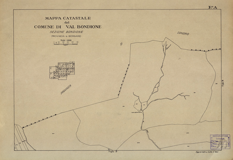 (N:12225) MAPPE CATASTALI D'ITALIA - PROVINCIA DI BERGAMO - Foglio A - COMUNE DI VAL BONDIONE Sez. BONDIONE (B0003524) Carte e stampe antiche: riproduzione a colori su carta (formato A2)