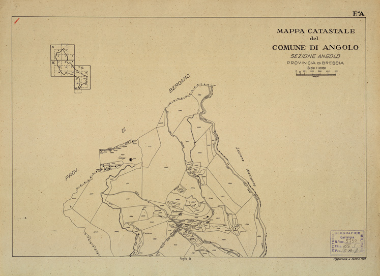 (N:12243) MAPPE CATASTALI D'ITALIA - PROVINCIA DI BRESCIA - Foglio A - COMUNE DI ANGOLO Sezione di ANGOLO (B0003539) Carte e stampe antiche: riproduzione a colori su carta (formato A2)
