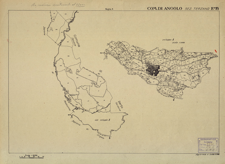 (N:12254) MAPPE CATASTALI D'ITALIA - PROVINCIA DI BRESCIA - Foglio B - COMUNE DI ANGOLO Sezione di TERZANO (B0003550) Carte e stampe antiche: riproduzione a colori su carta (formato A2)
