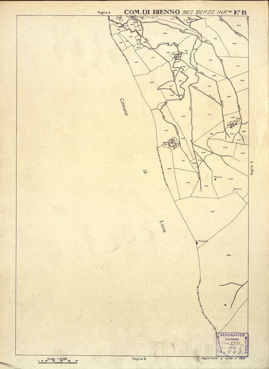 (N:12283) MAPPE CATASTALI D'ITALIA - PROVINCIA DI BRESCIA - Foglio B - COMUNE DI BIENNO Sez. BERZO INFERIORE (B0003579) Carte e stampe antiche: riproduzione a colori su carta (formato A2)