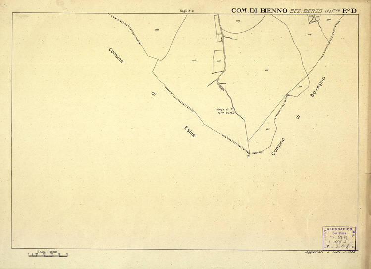 (N:12285) MAPPE CATASTALI D'ITALIA - PROVINCIA DI BRESCIA - Foglio D - COMUNE DI BIENNO Sez. BERZO INFERIORE (B0003581) Carte e stampe antiche: riproduzione a colori su carta (formato A2)