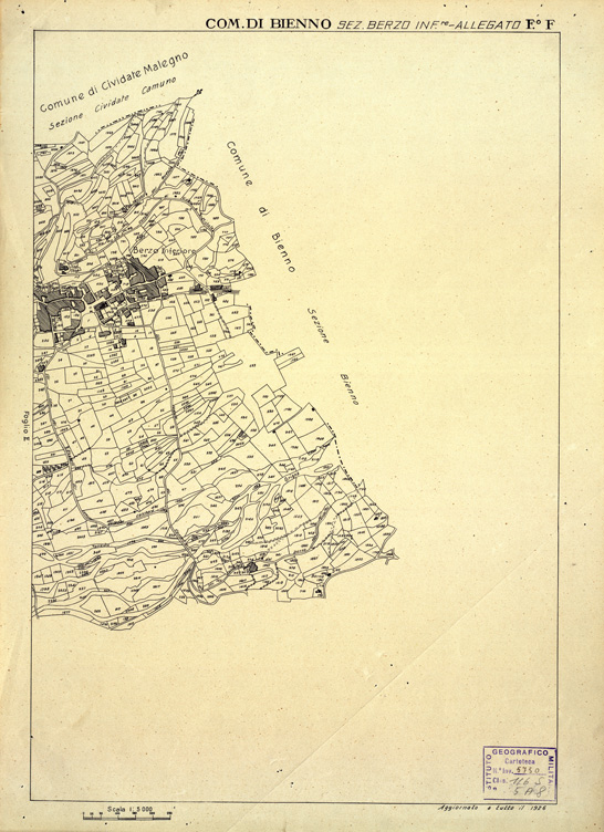 (N:12287) MAPPE CATASTALI D'ITALIA - PROVINCIA DI BRESCIA - Foglio F - COMUNE DI BIENNO Sez. BERZO INFERIORE (B0003583) Carte e stampe antiche: riproduzione a colori su carta (formato A2)