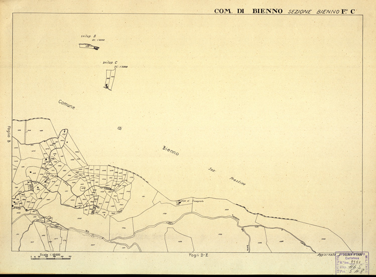 (N:12290) MAPPE CATASTALI D'ITALIA - PROVINCIA DI BRESCIA - COMUNE DI BIENNO Sez. BIENNO (B0003586) Carte e stampe antiche: riproduzione a colori su carta (formato A2)
