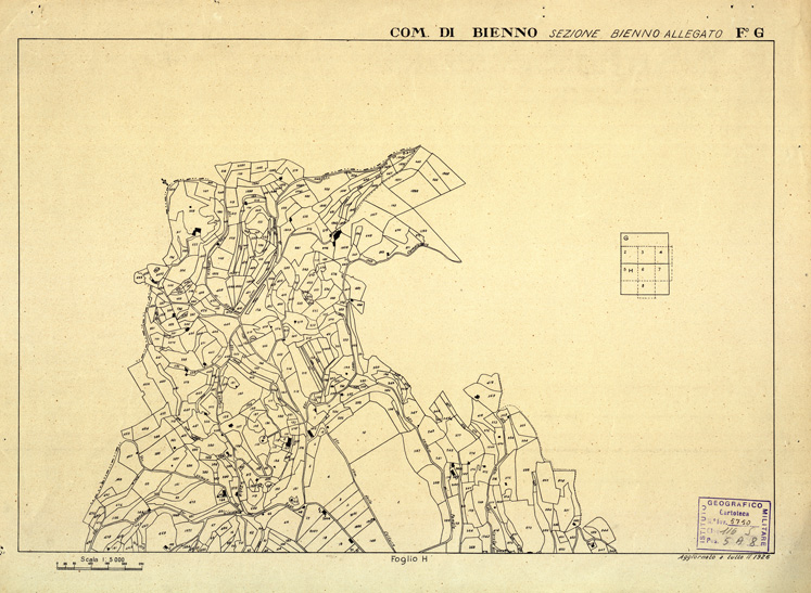 (N:12294) MAPPE CATASTALI D'ITALIA - PROVINCIA DI BRESCIA - Foglio G - COMUNE DI BIENNO Sez. BIENNO (B0003590) Carte e stampe antiche: riproduzione a colori su carta (formato A2)
