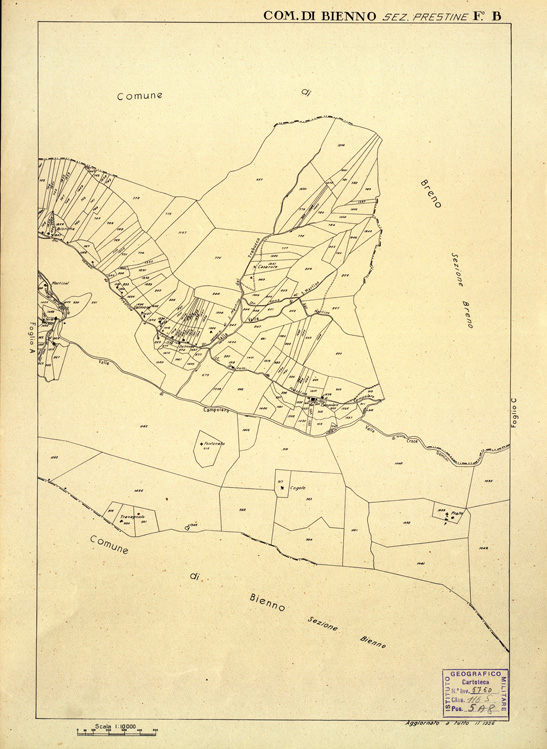(N:12297) MAPPE CATASTALI D'ITALIA - PROVINCIA DI BRESCIA - Foglio B - COMUNE DI BIENNO Sez. PRESTINE (B0003593) Carte e stampe antiche: riproduzione a colori su carta (formato A2)