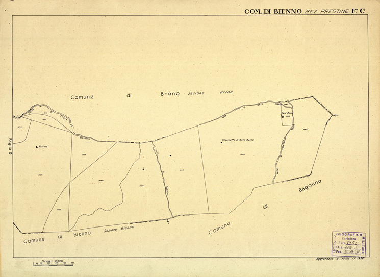 (N:12298) MAPPE CATASTALI D'ITALIA - PROVINCIA DI BRESCIA - Foglio C - COMUNE DI BIENNO Sez. PRESTINE (B0003594) Carte e stampe antiche: riproduzione a colori su carta (formato A2)