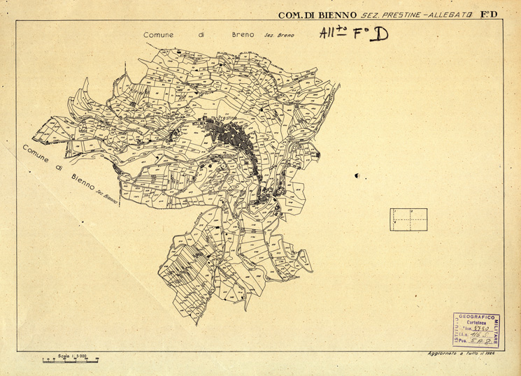(N:12299) MAPPE CATASTALI D'ITALIA - PROVINCIA DI BRESCIA - Foglio D - COMUNE DI BIENNO Sez. PRESTINE (B0003595) Carte e stampe antiche: riproduzione a colori su carta (formato A2)