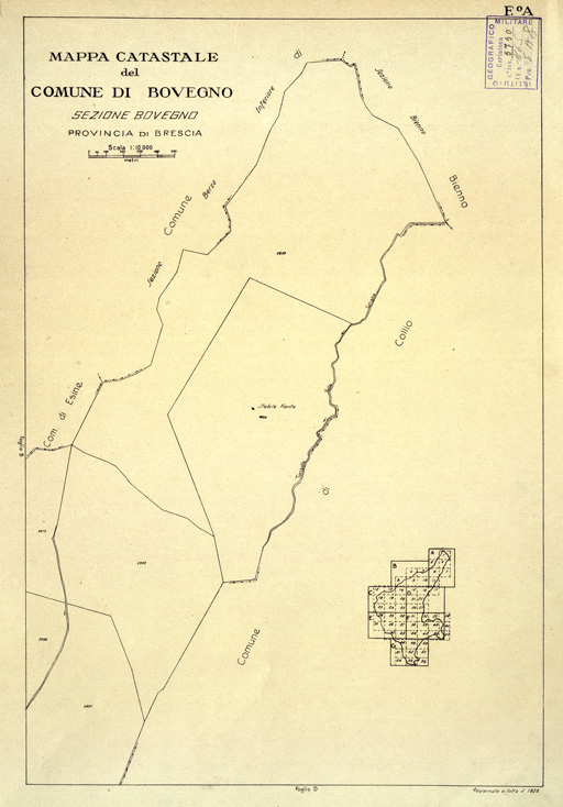 (N:12315) MAPPE CATASTALI D'ITALIA - PROVINCIA DI BRESCIA - Foglio A - COMUNE DI BOVEGNO Sez. di BOVEGNO (B0003599) Carte e stampe antiche: riproduzione a colori su carta (formato A2)