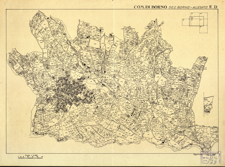 (N:12306) MAPPE CATASTALI D'ITALIA - PROVINCIA DI BRESCIA - Foglio D - COMUNE DI BORNO Sez. BORNO (B0003614) Carte e stampe antiche: riproduzione a colori su carta (formato A2)