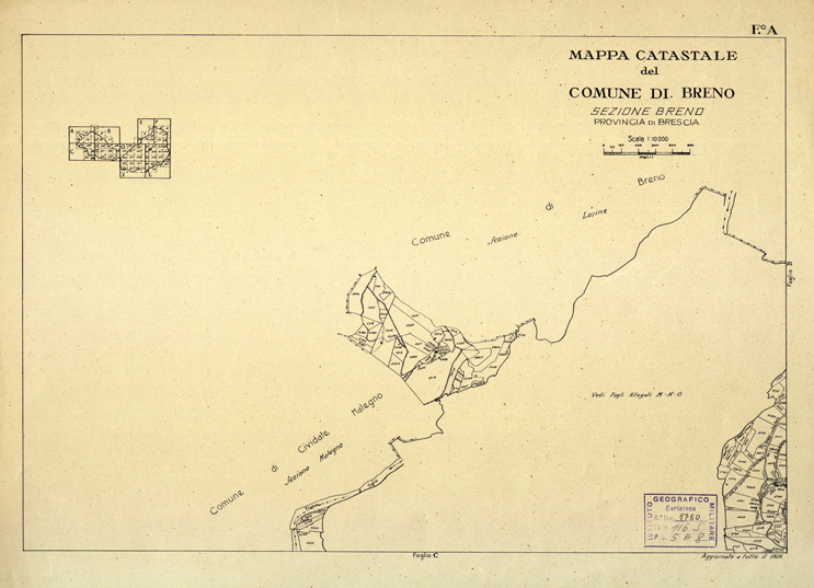(N:12331) MAPPE CATASTALI D'ITALIA - PROVINCIA DI BRESCIA - Foglio A - COMUNE DI BRENO Sez. BRENO (B0003627) Carte e stampe antiche: riproduzione a colori su carta (formato A2)