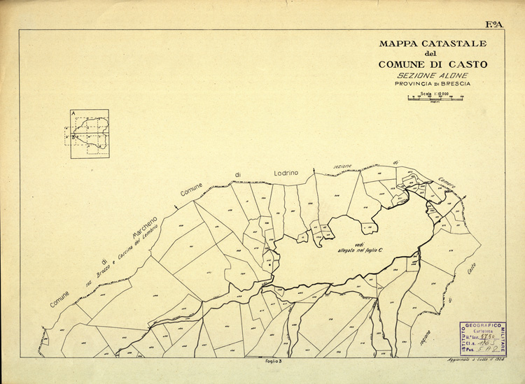 (N:12355) MAPPE CATASTALI D'ITALIA - PROVINCIA DI BRESCIA - Foglio A - COMUNE DI CASTO Sez. ALONE (B0003651) Carte e stampe antiche: riproduzione a colori su carta (formato A2)