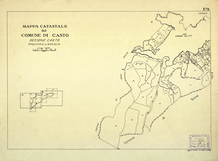 (N:12358) MAPPE CATASTALI D'ITALIA - PROVINCIA DI BRESCIA - Foglio A - COMUNE DI CASTO Sez. CASTO (B0003654) Carte e stampe antiche: riproduzione a colori su carta (formato A2)
