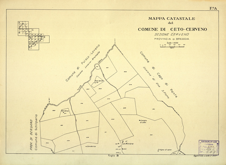(N:12365) MAPPE CATASTALI D'ITALIA - PROVINCIA DI BRESCIA - Foglio A - COMUNE DI CETO CERVENO Sez. CERVENO (B0003661) Carte e stampe antiche: riproduzione a colori su carta (formato A2)
