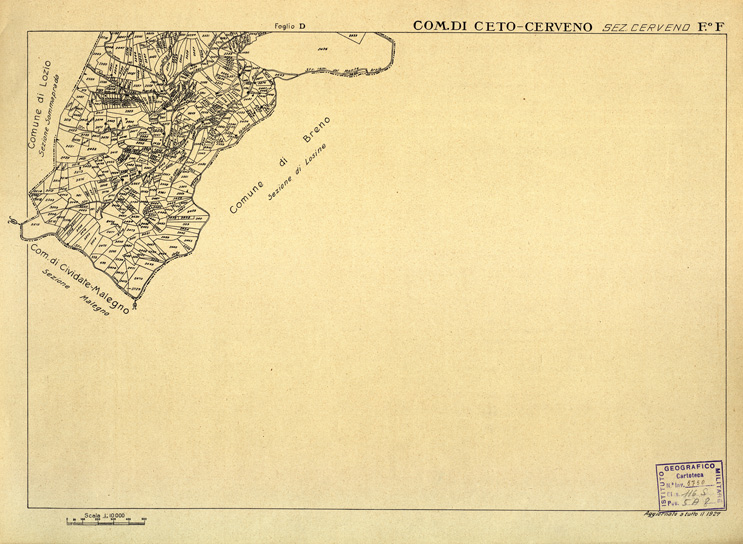 (N:12370) MAPPE CATASTALI D'ITALIA - PROVINCIA DI BRESCIA - Foglio F - COMUNE DI CETO CERVENO Sez. CERVENO (B0003666) Carte e stampe antiche: riproduzione a colori su carta (formato A2)