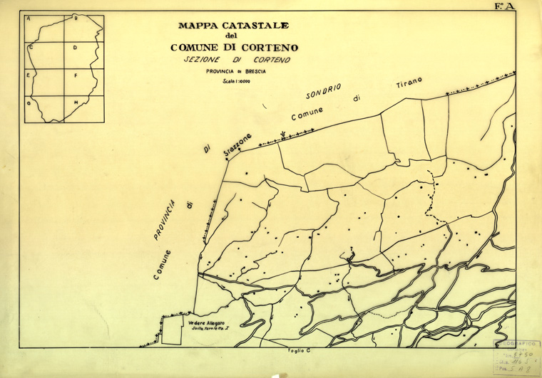 (N:12398) MAPPE CATASTALI D'ITALIA - PROVINCIA DI BRESCIA - Foglio A - COMUNE DI CORTENO Sez. CORTENO (B0003695) Carte e stampe antiche: riproduzione a colori su carta (formato A2)