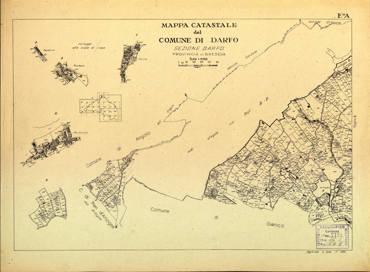 (N:12403) MAPPE CATASTALI D'ITALIA - PROVINCIA DI BRESCIA - Foglio A - COMUNE DI DARFO Sez. DARFO (B0003699) Carte e stampe antiche: riproduzione a colori su carta (formato A2)
