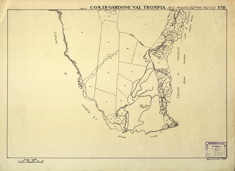 (N:12420) MAPPE CATASTALI D'ITALIA - PROVINCIA DI BRESCIA - Foglio B - COMUNE DI GARDONE VAL TROMPIA Sez. MAGNO SOPRA INZINO (B0003716) Carte e stampe antiche: riproduzione a colori su carta (formato A2)