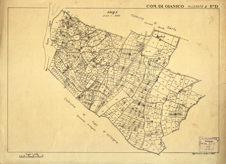 (N:12423) MAPPE CATASTALI D'ITALIA - PROVINCIA DI BRESCIA - Foglio D - COMUNE DI GIANICO (B0003719) Carte e stampe antiche: riproduzione a colori su carta (formato A2)