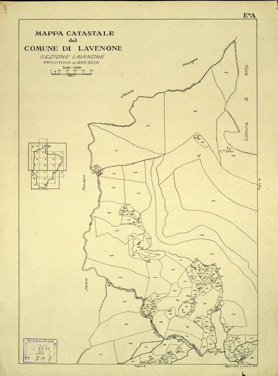 (N:12431) MAPPE CATASTALI D'ITALIA - PROVINCIA DI BRESCIA - Foglio A - COMUNE DI LAVENONE Sez. LAVENONE (B0003727) Carte e stampe antiche: riproduzione a colori su carta (formato A2)