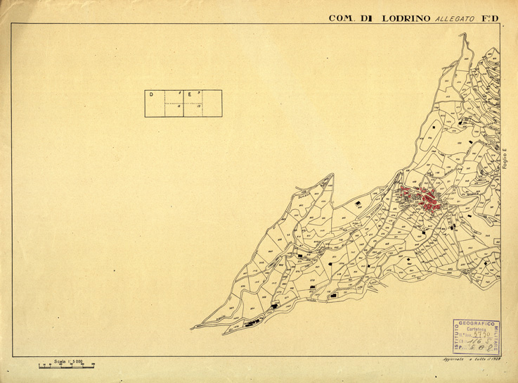 (N:12442) MAPPE CATASTALI D'ITALIA - PROVINCIA DI BRESCIA - Foglio D - COMUNE DI LODRINO (B0003738) Carte e stampe antiche: riproduzione a colori su carta (formato A2)