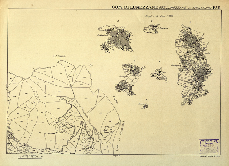 (N:12450) MAPPE CATASTALI D'ITALIA - PROVINCIA DI BRESCIA - Foglio B - COMUNE DI LUMEZZANE Sez.LUMEZZANE S. APOLLONIO (B0003746) Carte e stampe antiche: riproduzione a colori su carta (formato A2)