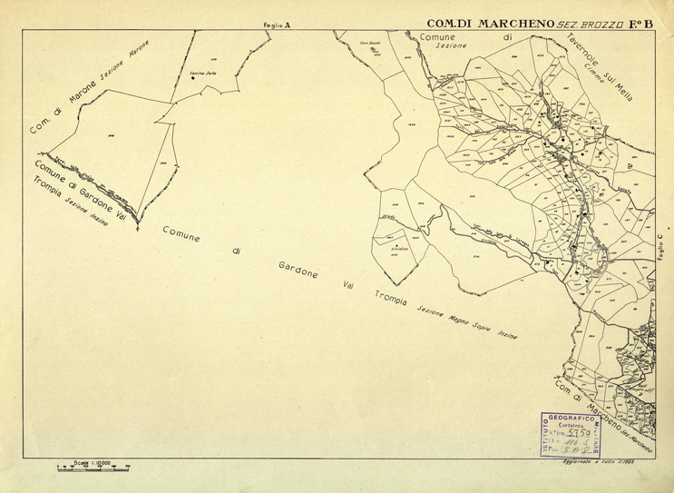 (N:12454) MAPPE CATASTALI D'ITALIA - PROVINCIA DI BRESCIA - Foglio B - COMUNE DI MARCHENO Sez.BROZZO (B0003750) Carte e stampe antiche: riproduzione a colori su carta (formato A2)