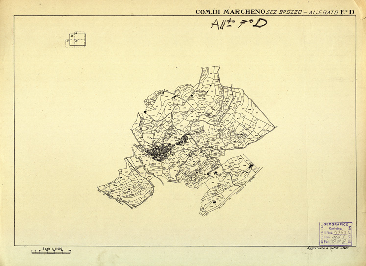 (N:12457) MAPPE CATASTALI D'ITALIA - PROVINCIA DI BRESCIA - Foglio D - COMUNE DI MARCHENO Sez.BROZZO (B0003753) Carte e stampe antiche: riproduzione a colori su carta (formato A2)