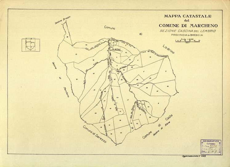 (N:12458) MAPPE CATASTALI D'ITALIA - PROVINCIA DI BRESCIA - COMUNE DI MARCHENO Sez.CASCINA DEL LEMBRIO (B0003754) Carte e stampe antiche: riproduzione a colori su carta (formato A2)