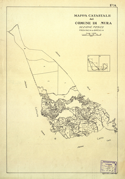 (N:12466) MAPPE CATASTALI D'ITALIA - PROVINCIA DI BRESCIA Foglio A - COMUNE DI MURA Sez.POSICO (B0003762) Carte e stampe antiche: riproduzione a colori su carta (formato A2)
