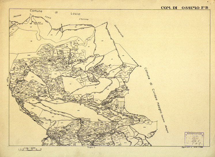 (N:12469) MAPPE CATASTALI D'ITALIA - PROVINCIA DI BRESCIA - Foglio B - COMUNE DI OSSIMO (B0003765) Carte e stampe antiche: riproduzione a colori su carta (formato A2)
