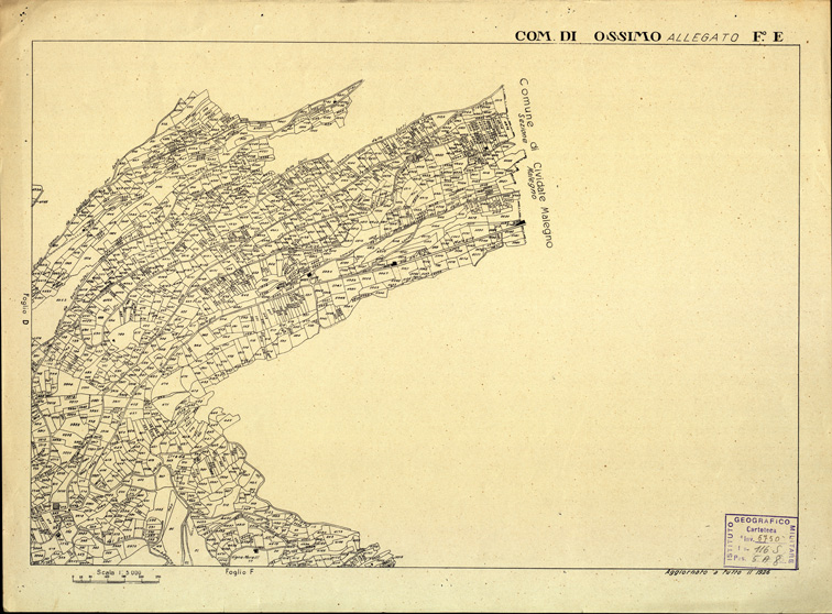(N:12472) MAPPE CATASTALI D'ITALIA - PROVINCIA DI BRESCIA - Foglio E - COMUNE DI OSSIMO (B0003768) Carte e stampe antiche: riproduzione a colori su carta (formato A2)
