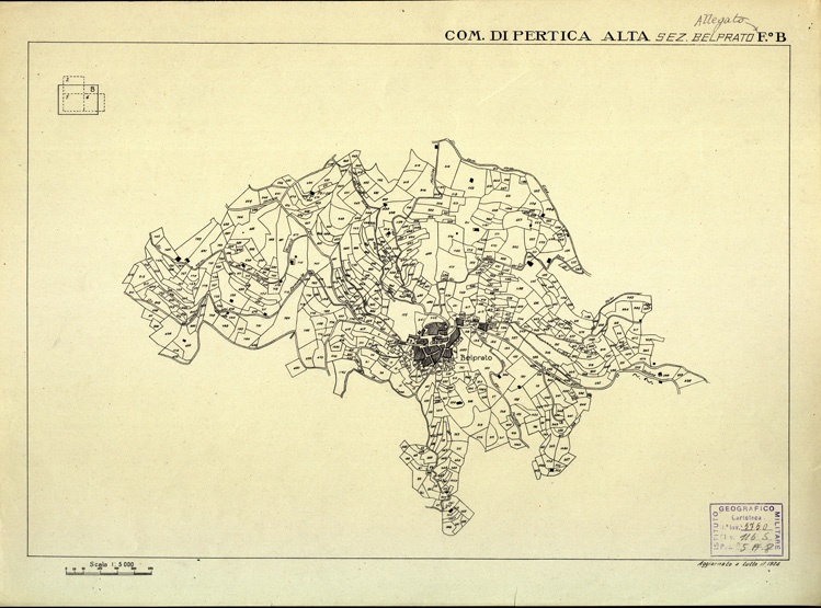 (N:12475) MAPPE CATASTALI D'ITALIA - PROVINCIA DI BRESCIA - Foglio B - COMUNE DI PERTICA ALTA Sez. BELPRATO (B0003771) Carte e stampe antiche: riproduzione a colori su carta (formato A2)