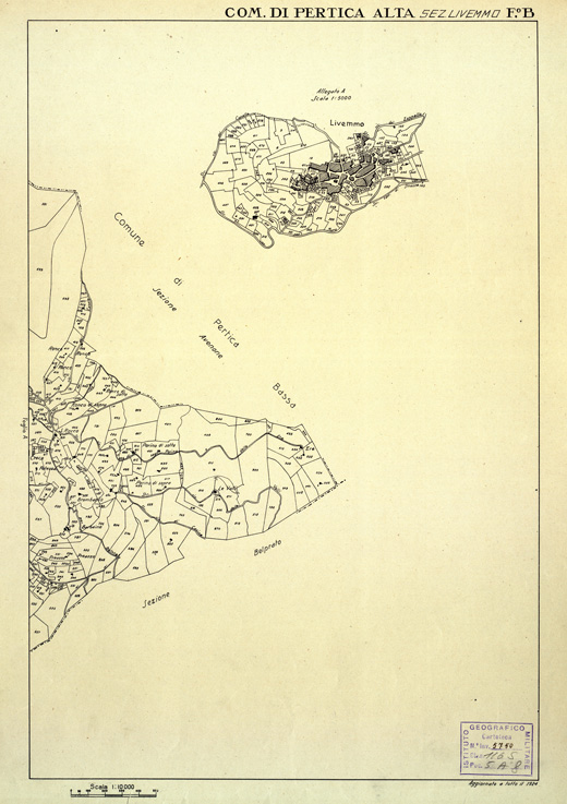 (N:12477) MAPPE CATASTALI D'ITALIA - PROVINCIA DI BRESCIA - Foglio B - COMUNE DI PERTICA ALTA Sez. LIVEMMO (B0003773) Carte e stampe antiche: riproduzione a colori su carta (formato A2)