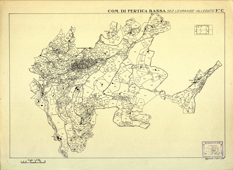 (N:12486) MAPPE CATASTALI D'ITALIA - PROVINCIA DI BRESCIA - Foglio C - COMUNE DI PERTICA BASSA Sez. LEVRANGE (B0003782) Carte e stampe antiche: riproduzione a colori su carta (formato A2)