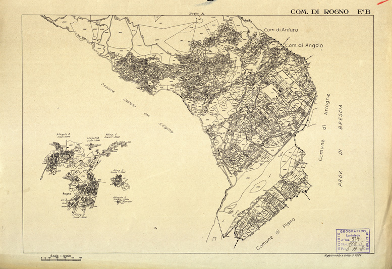 (N:12518) MAPPE CATASTALI D'ITALIA - PROVINCIA DI BRESCIA - Foglio B - COMUNE DI ROGNO (B0003814) Carte e stampe antiche: riproduzione a colori su carta (formato A2)