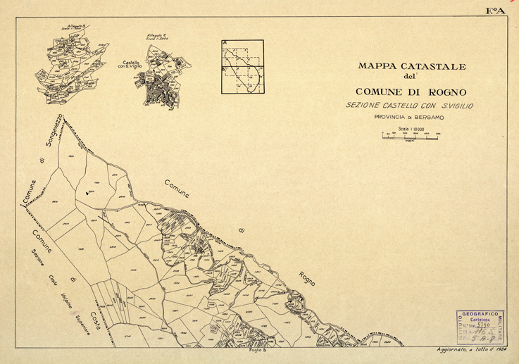 (N:12519) MAPPE CATASTALI D'ITALIA - PROVINCIA DI BRESCIA - Foglio A - COMUNE DI ROGNO Sez. CASTELLO CON S. VIGILIO (B0003815) Carte e stampe antiche: riproduzione a colori su carta (formato A2)