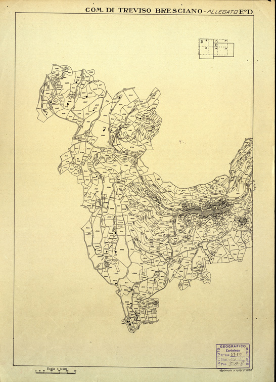 (N:12541) MAPPE CATASTALI D'ITALIA - PROVINCIA DI BRESCIA - Foglio D - COMUNE DI TREVISO BRESCIANO (B0003837) Carte e stampe antiche: riproduzione a colori su carta (formato A2)