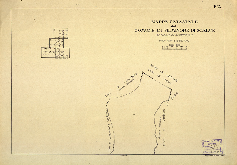 (N:12548) MAPPE CATASTALI D'ITALIA - PROVINCIA DI BRESCIA - Foglio A - COMUNE DI VILMINORE DI SCALVE Sez. OLTREPOVO (B0003844) Carte e stampe antiche: riproduzione a colori su carta (formato A2)