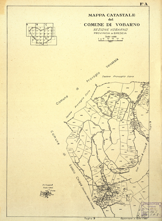 (N:12560) MAPPE CATASTALI D'ITALIA - PROVINCIA DI BRESCIA - Foglio A - COMUNE DI VOBARNO Sez. VOBARNO (B0003856) Carte e stampe antiche: riproduzione a colori su carta (formato A2)