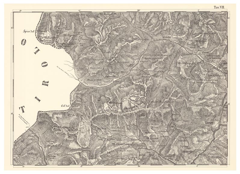 (N:11803) CARTA TOPOGRAFICA DELLA PROVINCIA DI BELLUNO - Tavola VII (B0003869) Carte e stampe antiche: riproduzione a colori su carta (formato A2)