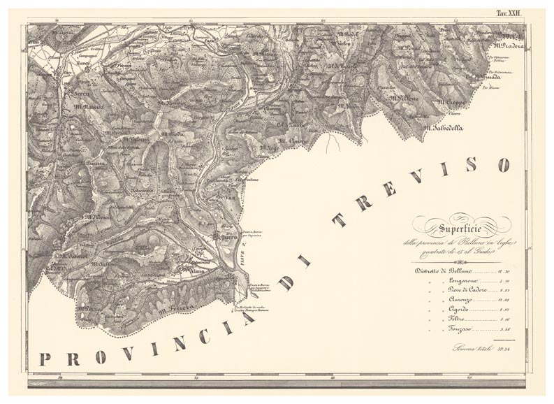 (N:11817) CARTA TOPOGRAFICA DELLA PROVINCIA DI BELLUNO - Tavola XXII (B0003884) Carte e stampe antiche: riproduzione a colori su carta (formato A2)