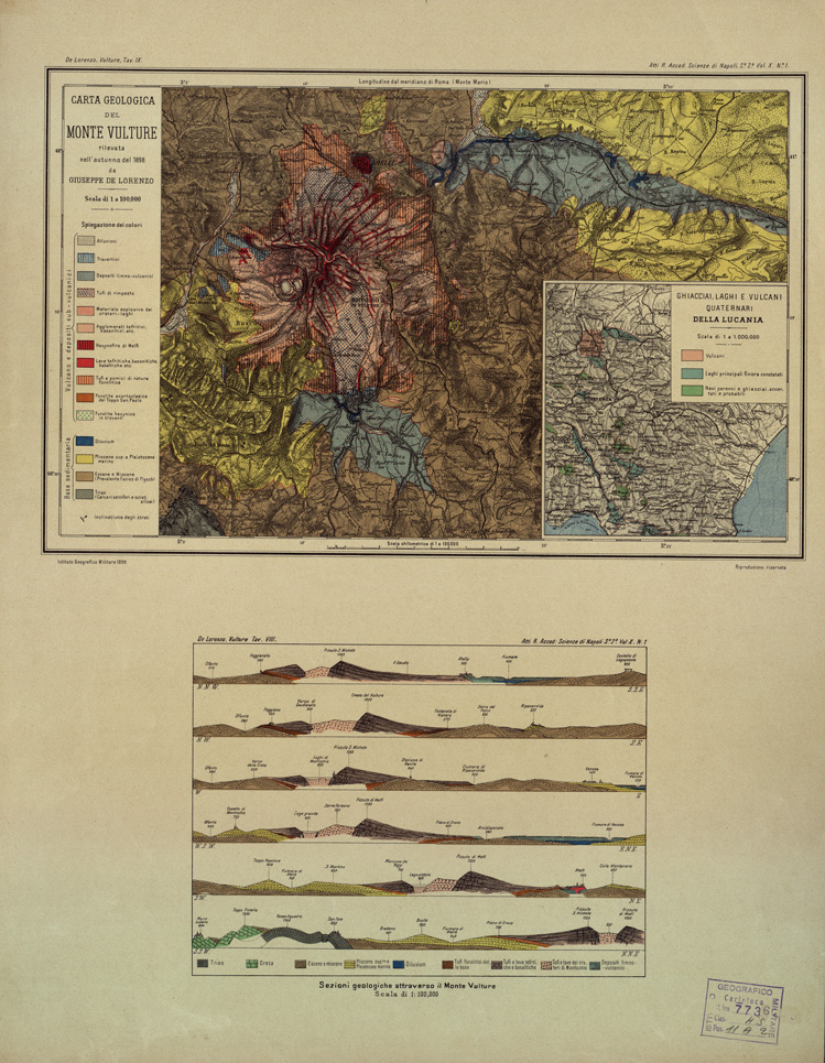 (N:5064) CARTA GEOLOGICA DEL MONTE VULTURE (B0003937) Carte e stampe antiche: riproduzione a colori su carta (formato A2)