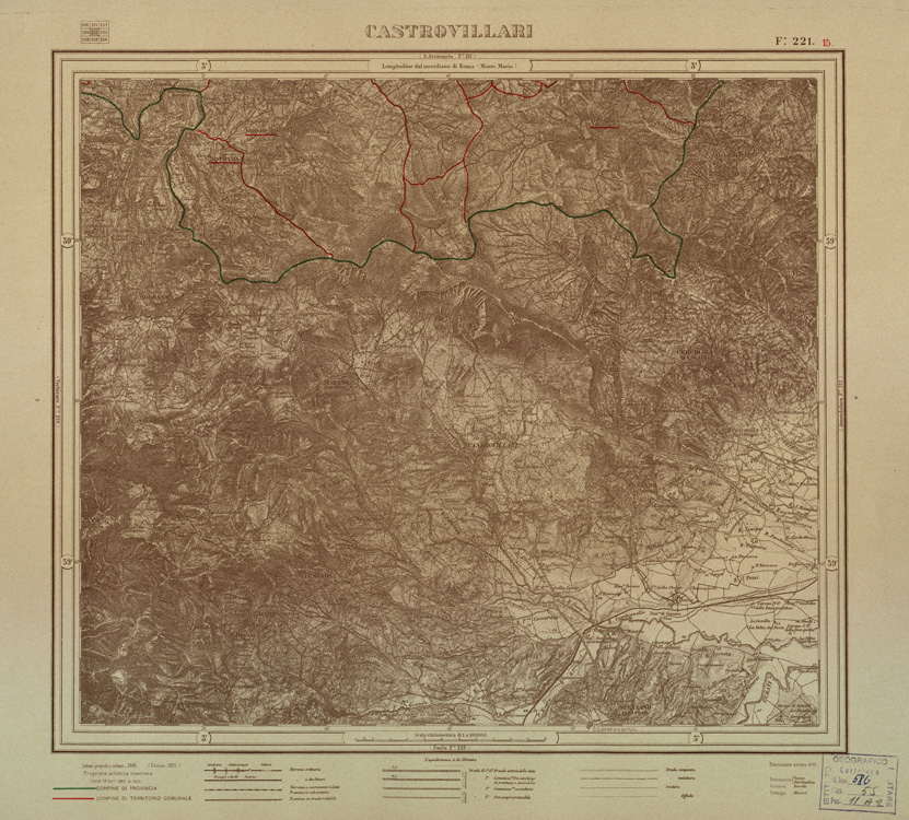(N:3506) CARTA DELLA PROVINCIA DI POTENZA - CASTROVILLARI - Foglio 221.15 (B0003953) Carte e stampe antiche: riproduzione a colori su carta (formato A2)