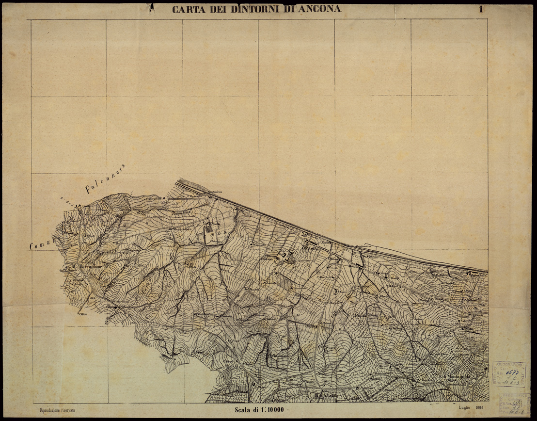 (N:1493) CARTA DEI DINTORNI DI ANCONA - Tavola 1 (B0003967) Carte e stampe antiche: riproduzione a colori su carta (formato A2)