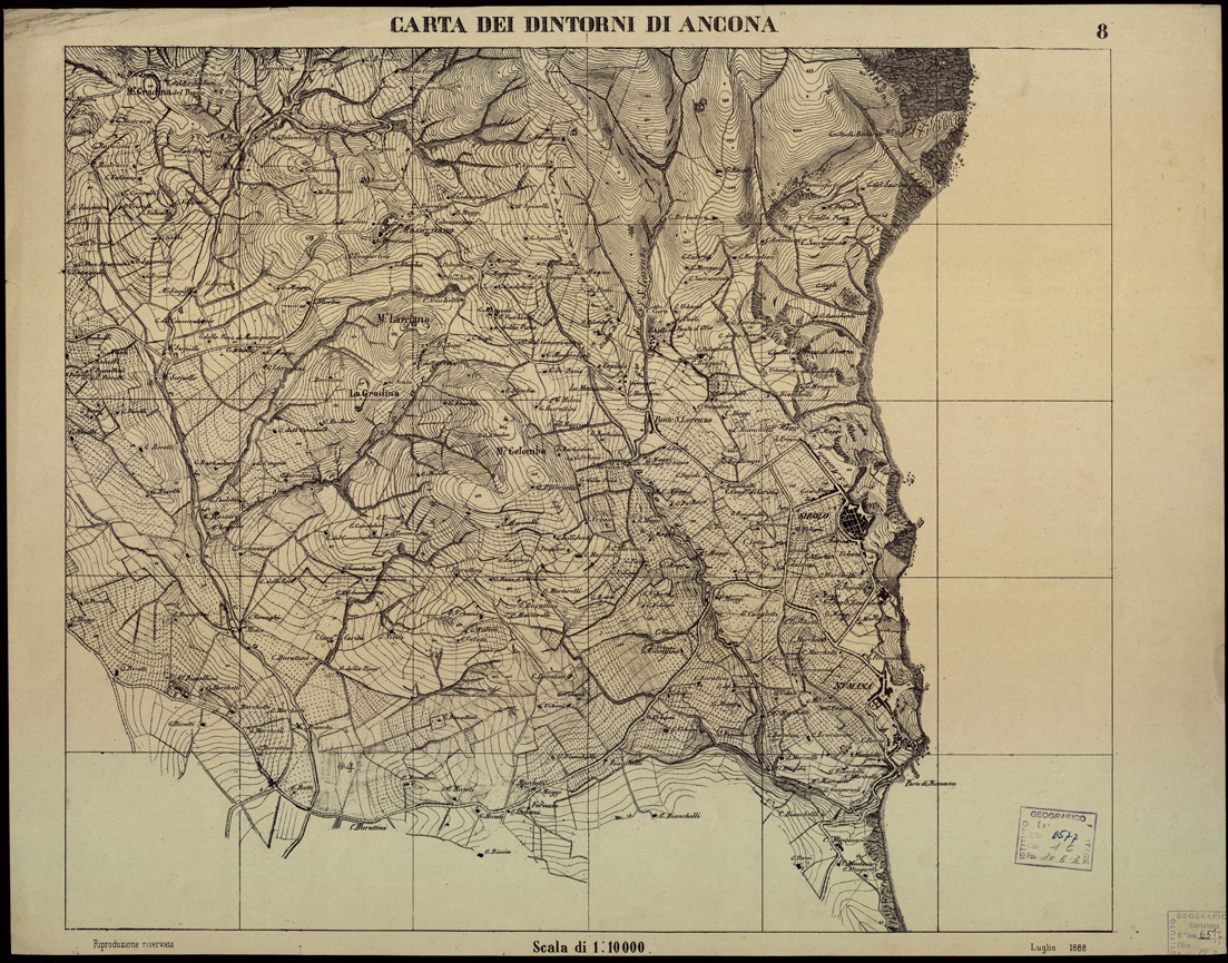 (N:1502) CARTA DEI DINTORNI DI ANCONA - Tavola 8 (B0003972) Carte e stampe antiche: riproduzione a colori su carta (formato A2)